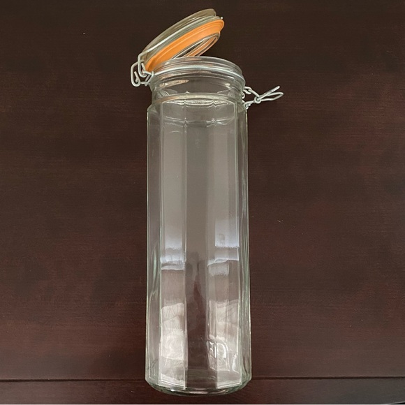 Vintage Glass Pasta Canister With Clamp Lid - Picture 4 of 10
